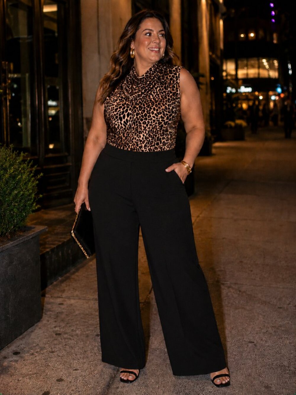 BAR III Sleeveless Tight Cowl Neck Cheetah Animal Print Cropped Blouse NWOT 3X